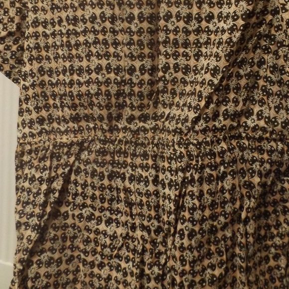 PRINTED BUTTON DOWN BLOUSE, SHEER, SIZE LARGE, COTTON - Picture 2 of 3